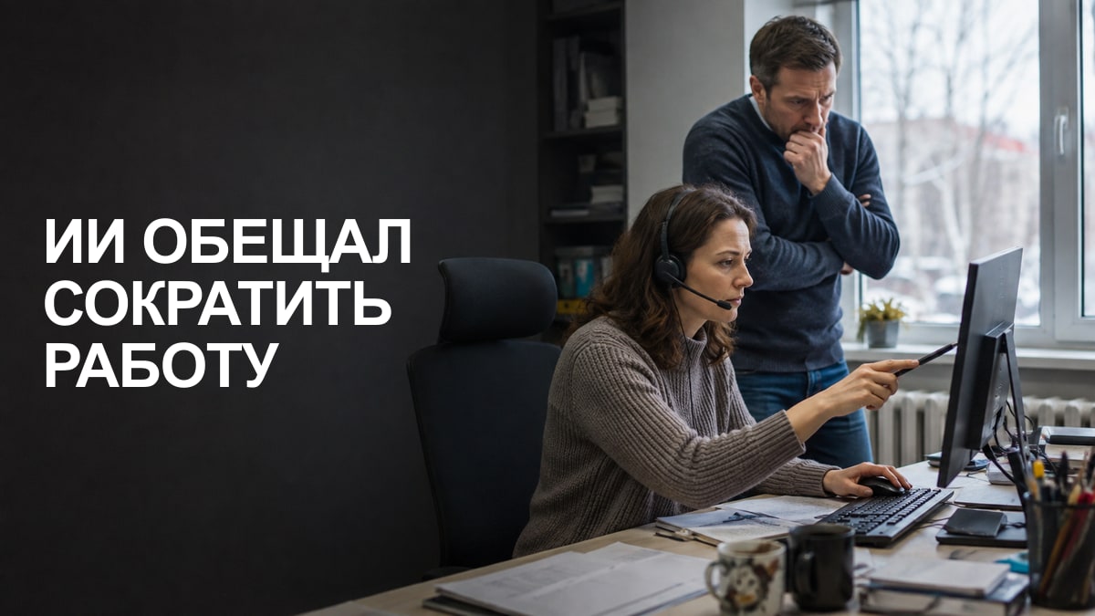 Кинематографичная редакционная обложка: ИИ как оправдание сокращений: где автоматизация, а где старое урезание затрат