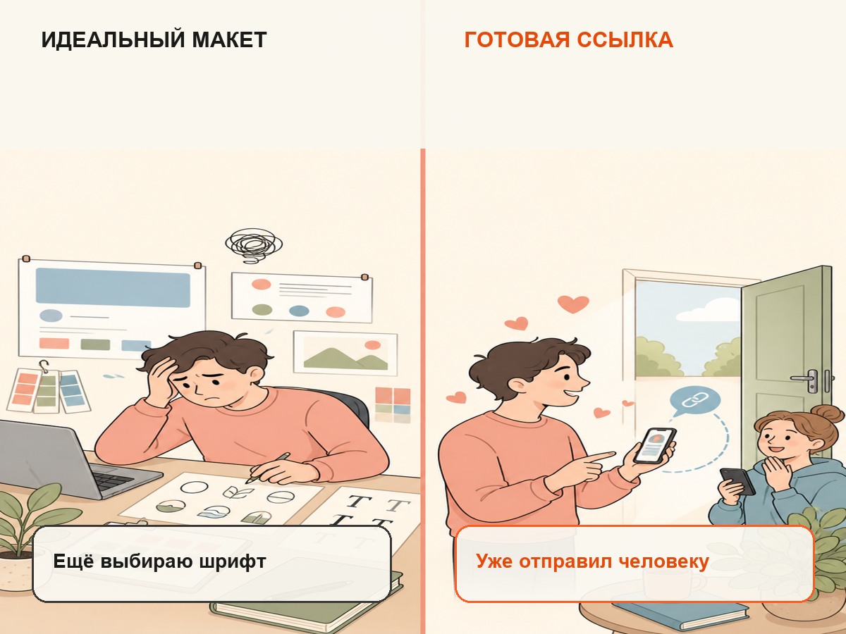 Сравнение: бесконечная полировка дизайна и отправленная ссылка на готовую страницу