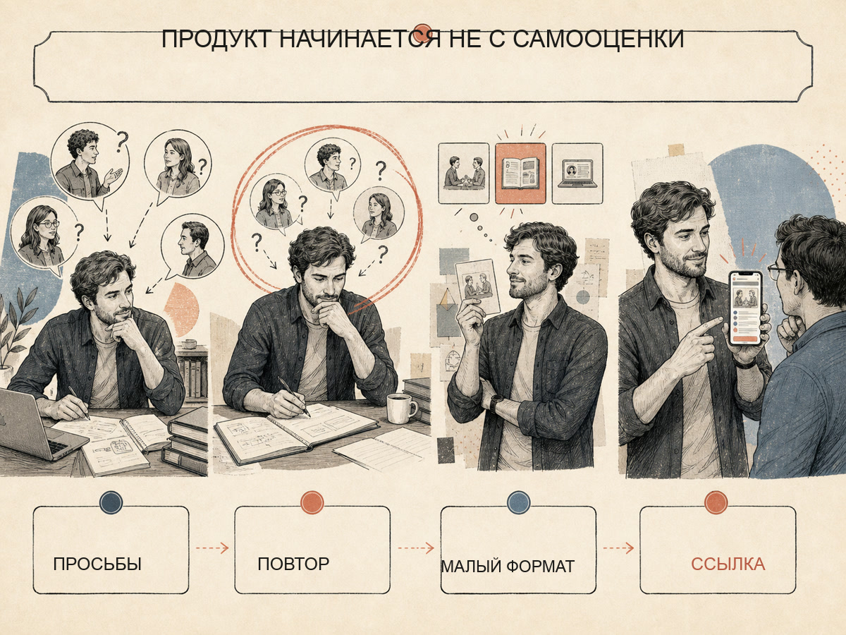 Путь от повторяющихся просьб к малому продукту и опубликованной странице