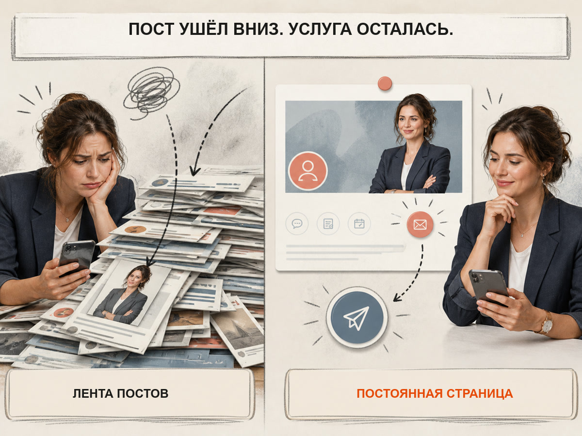 Сравнение уходящего вниз поста и постоянной страницы услуги