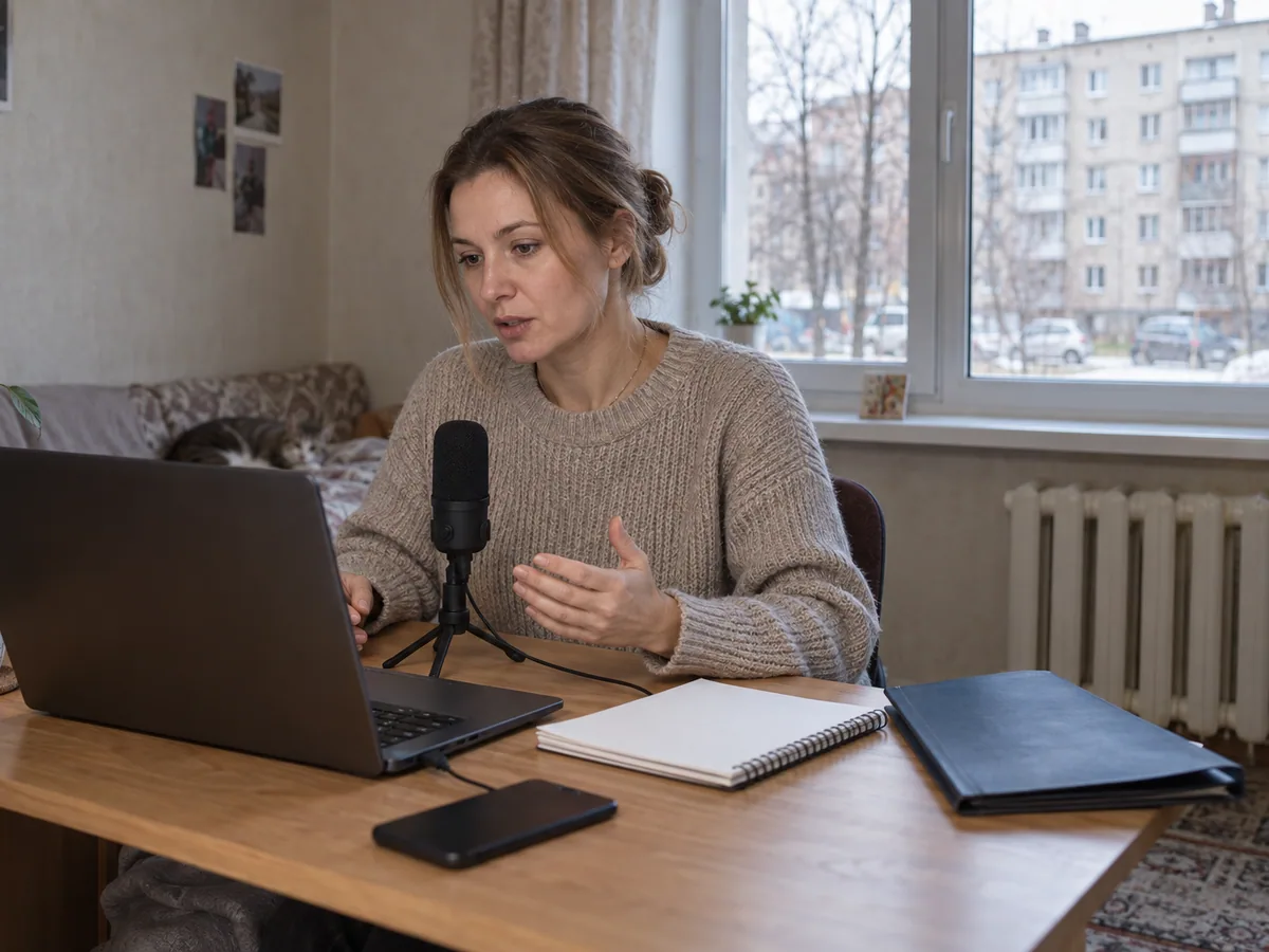 Специалист записывает конкретный рабочий пример для удалённого работодателя